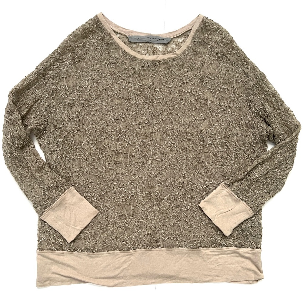 Raquel Allegra size 1 S/M Lace Mesh Top Beige